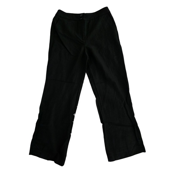 Talbots Pants - Talbots Greenwich Pant Black Linen Tencel Blend Wide Leg Trousers Womens 2P